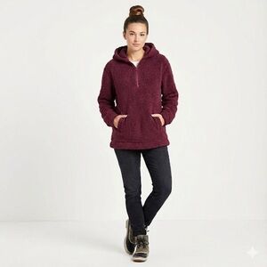 Koolaburra by UGG Sherpa Hoodie Cozy Quarter Zip Pullover Small